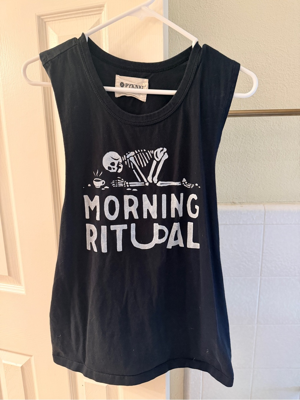 PYKNIC Black 'Morning Ritual' Graphic Tank Top